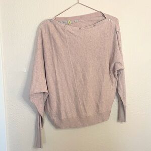 AllSaints Elle Jumper Pink Marl Sweater Snap Shoulder Minimalist Chic